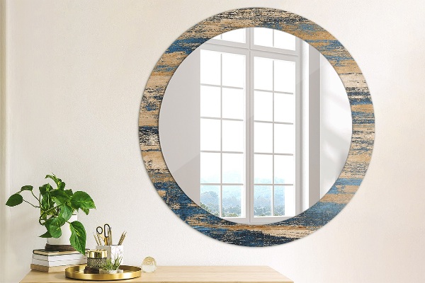Round wall mirror decor Abstract wood