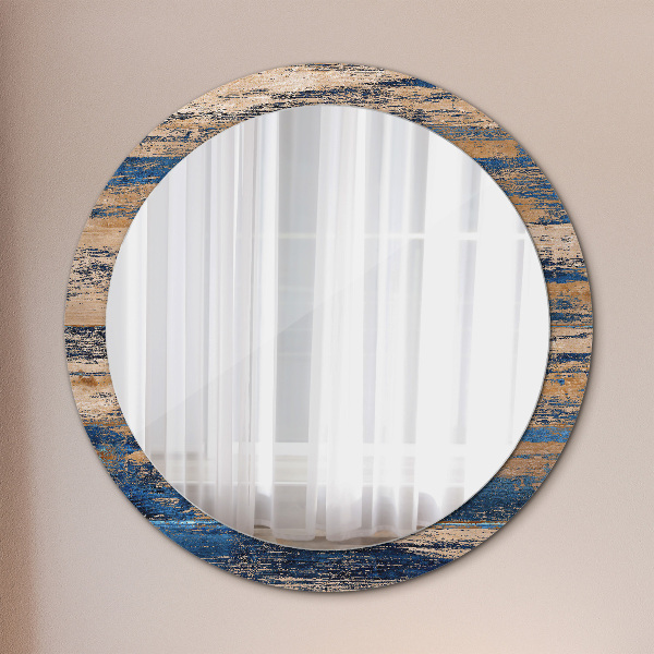 Round wall mirror decor Abstract wood