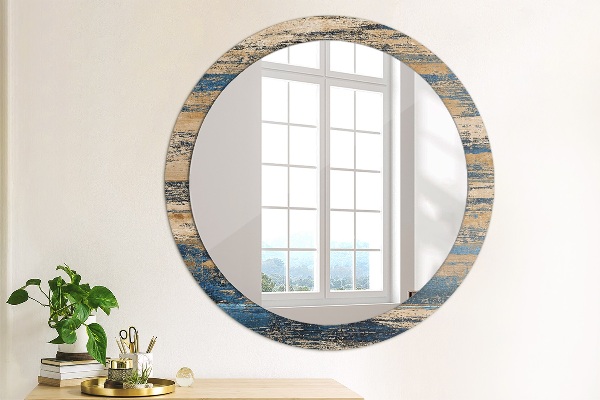 Round wall mirror decor Abstract wood