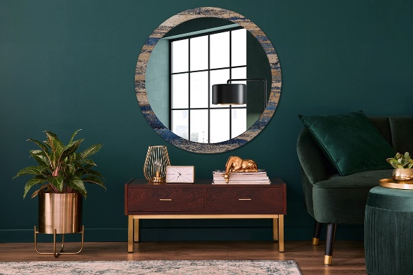 Round wall mirror decor Abstract wood