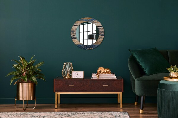 Round wall mirror decor Abstract wood