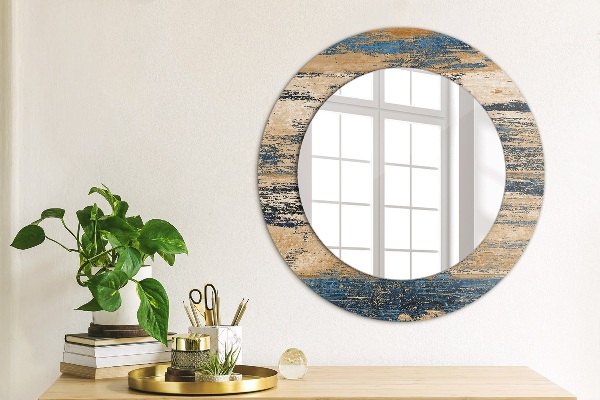 Round wall mirror decor Abstract wood