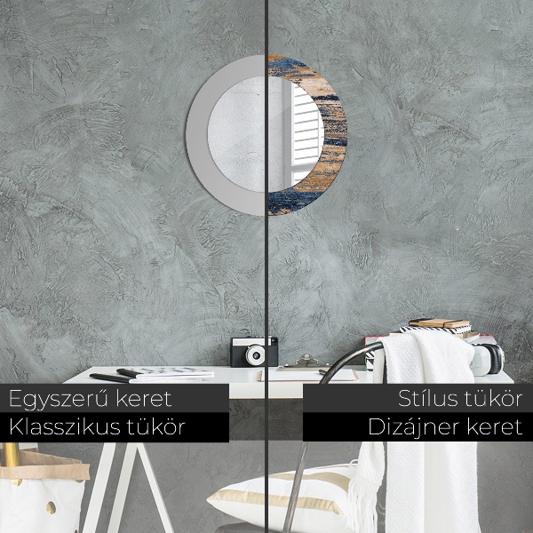 Round wall mirror decor Abstract wood