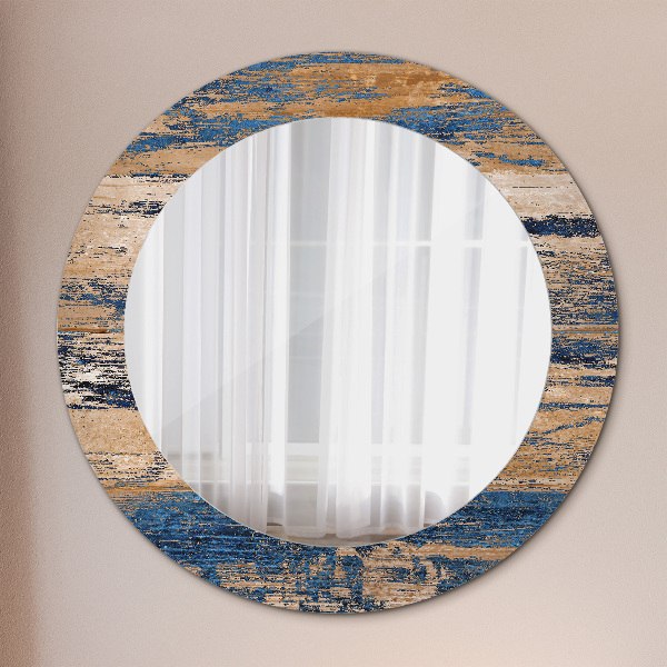 Round wall mirror decor Abstract wood
