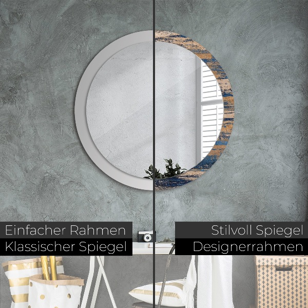 Round wall mirror decor Abstract wood