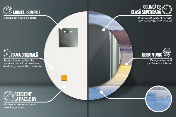 Round wall mirror decor Abstract picture