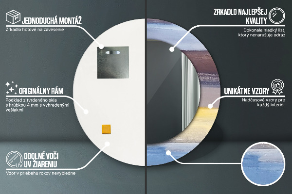 Round wall mirror decor Abstract picture