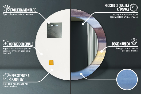 Round wall mirror decor Abstract picture