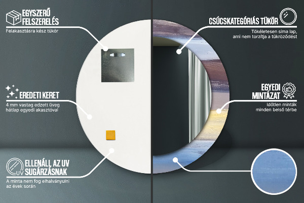 Round wall mirror decor Abstract picture