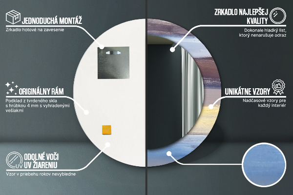 Round wall mirror decor Abstract picture