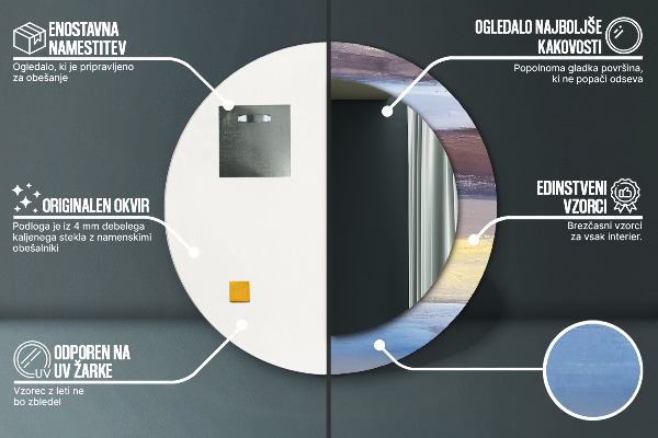 Round wall mirror decor Abstract picture