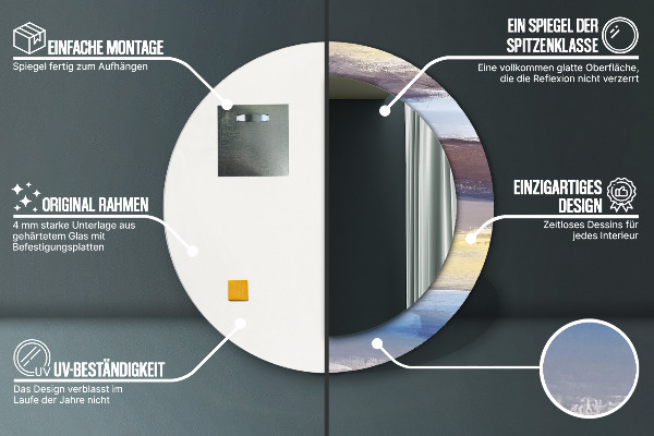 Round wall mirror decor Abstract picture