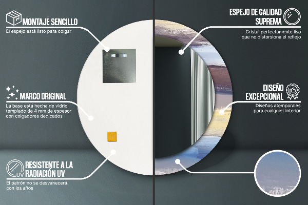 Round wall mirror decor Abstract picture