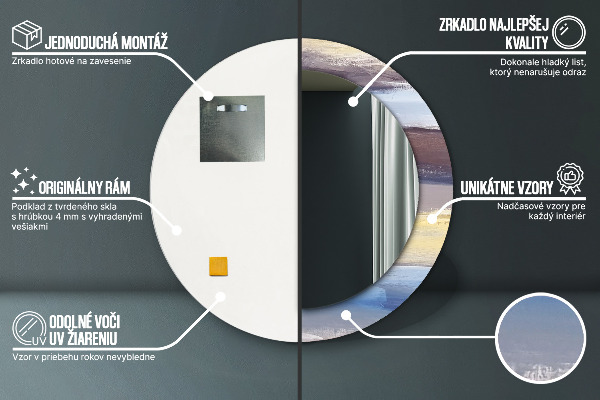 Round wall mirror decor Abstract picture