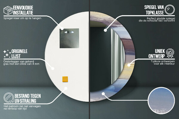 Round wall mirror decor Abstract picture