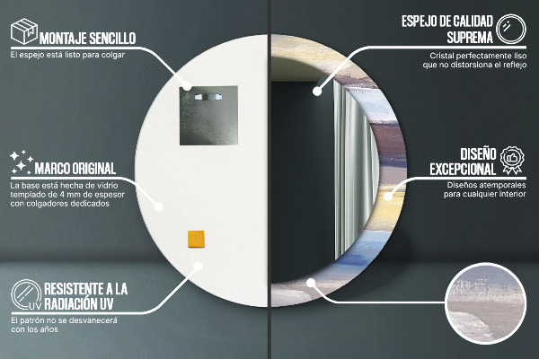 Round wall mirror decor Abstract picture