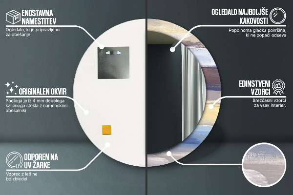 Round wall mirror decor Abstract picture