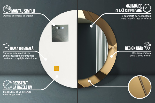 Round printed mirror Modern abstraction