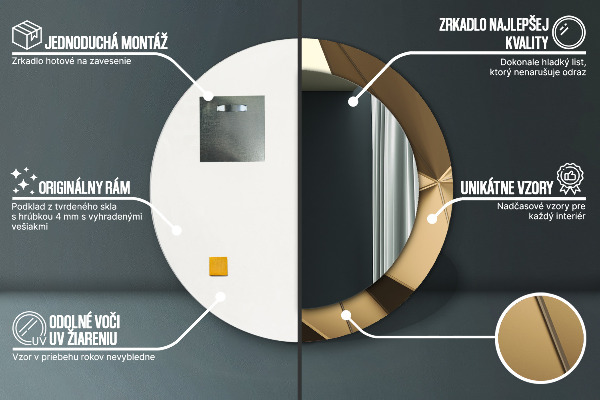 Round printed mirror Modern abstraction