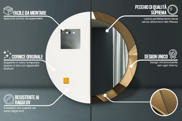 Round printed mirror Modern abstraction