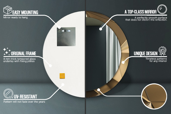 Round printed mirror Modern abstraction