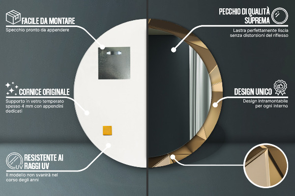 Round printed mirror Modern abstraction