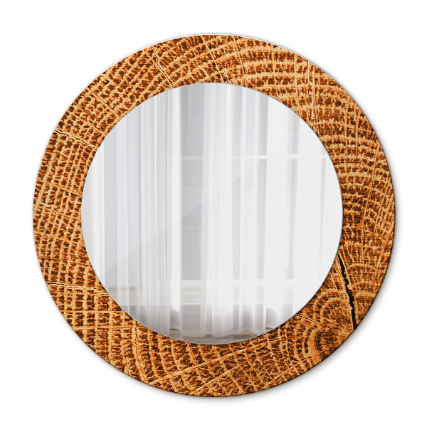 Circle decorative mirror Oak wood