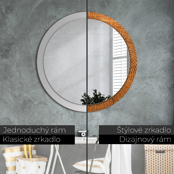 Circle decorative mirror Oak wood