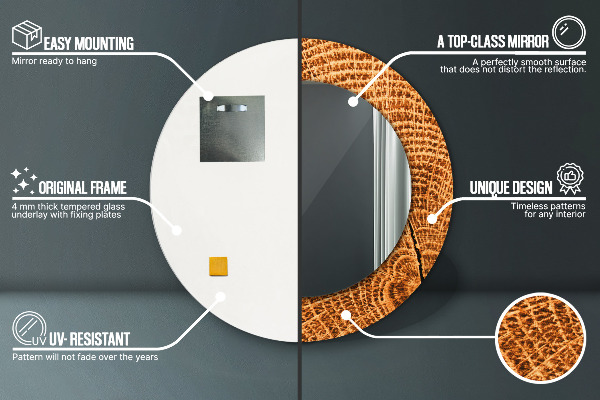 Circle decorative mirror Oak wood