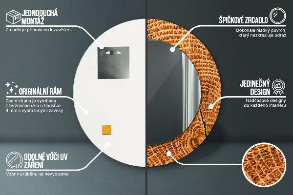 Circle decorative mirror Oak wood