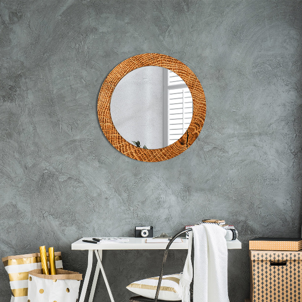 Circle decorative mirror Oak wood