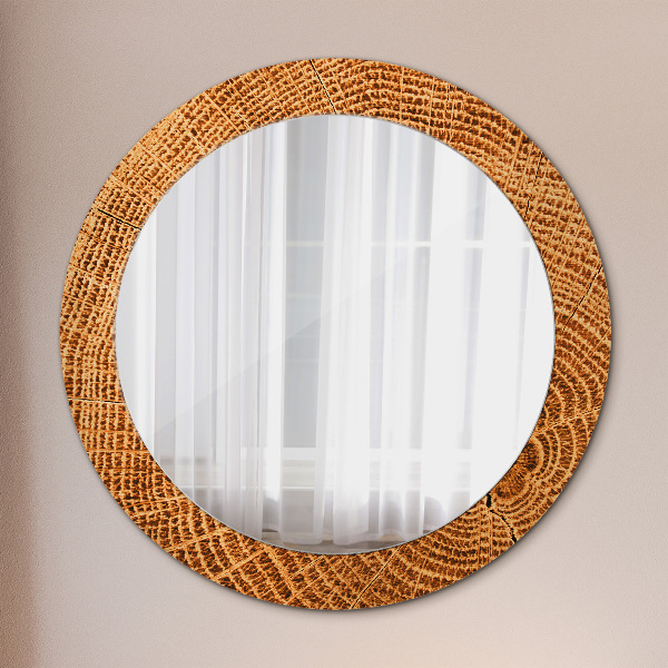 Circle decorative mirror Oak wood