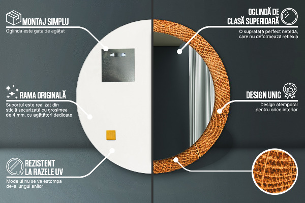 Circle decorative mirror Oak wood
