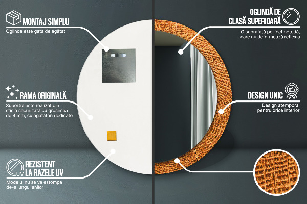 Circle decorative mirror Oak wood