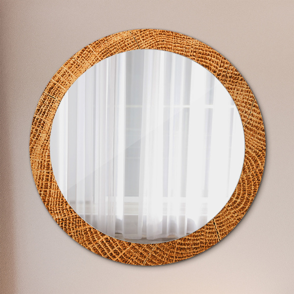 Circle decorative mirror Oak wood