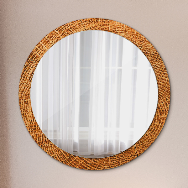 Circle decorative mirror Oak wood