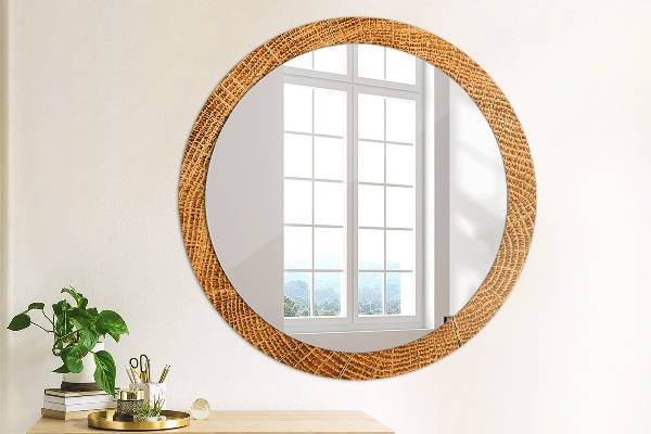 Circle decorative mirror Oak wood