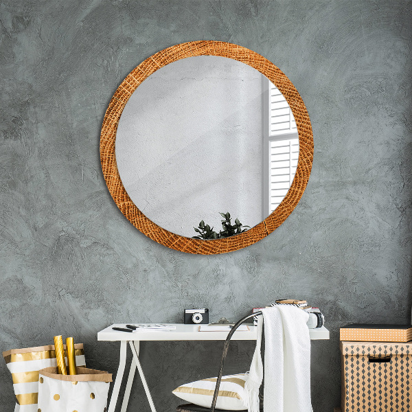 Circle decorative mirror Oak wood