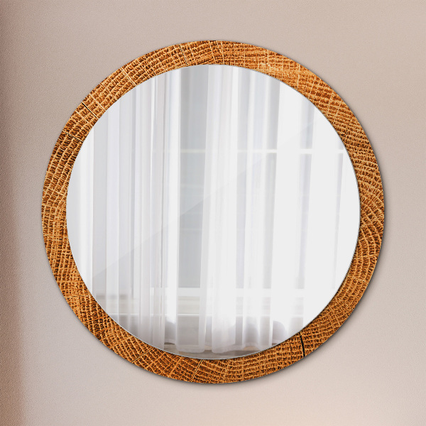 Circle decorative mirror Oak wood