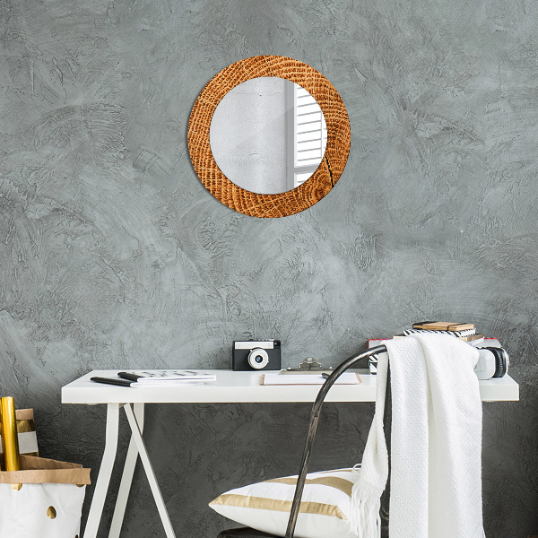 Circle decorative mirror Oak wood