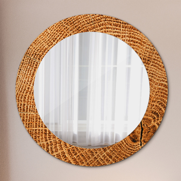 Circle decorative mirror Oak wood
