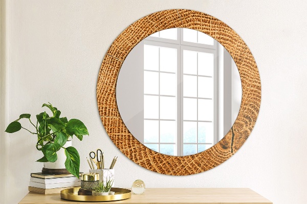 Circle decorative mirror Oak wood