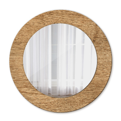 Round printed mirror Wood texture
