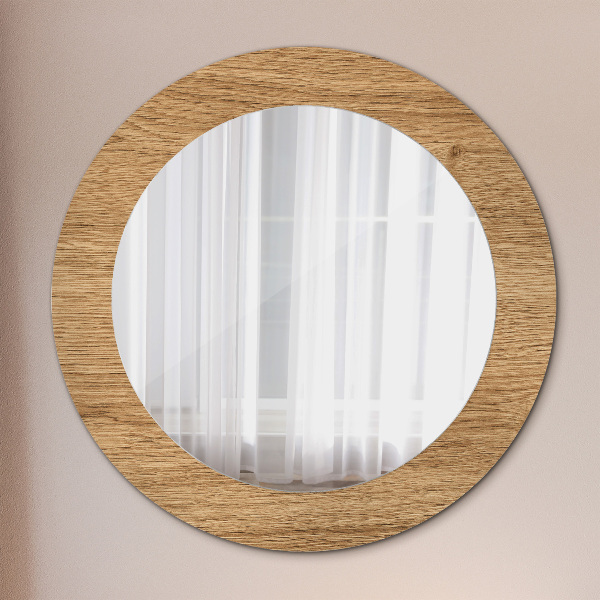 Round printed mirror Wood texture