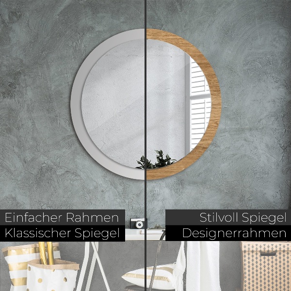 Round printed mirror Wood texture