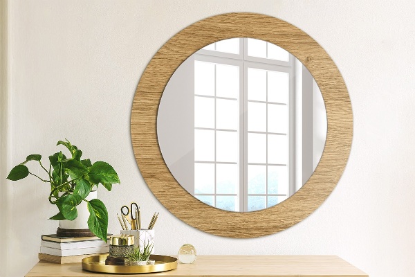 Round printed mirror Wood texture