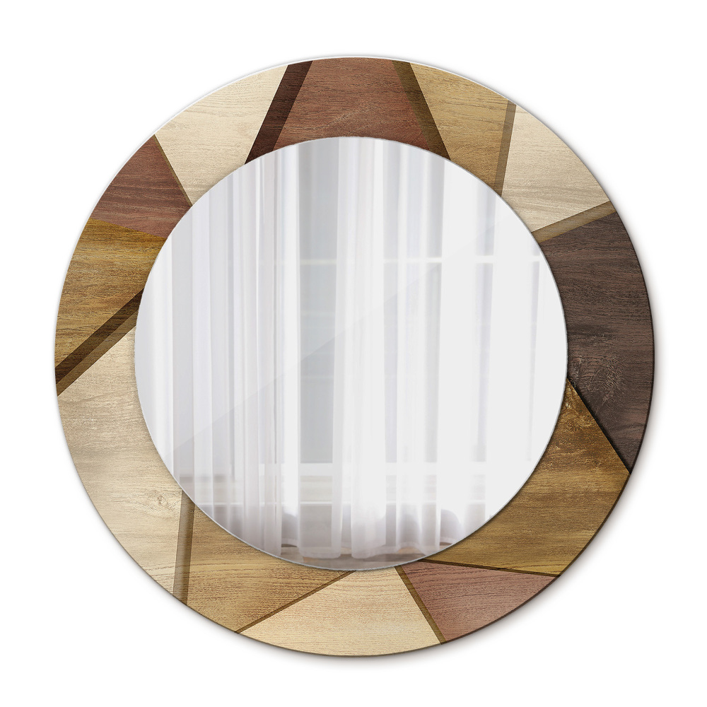 Round decorative mirror Geometric 3d wood
