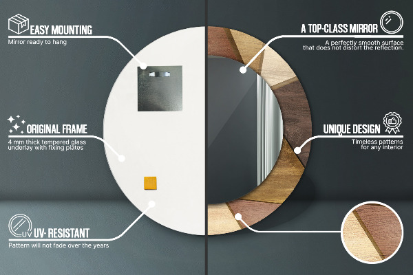 Round decorative mirror Geometric 3d wood