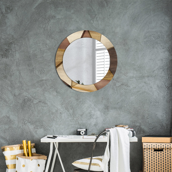 Round decorative mirror Geometric 3d wood