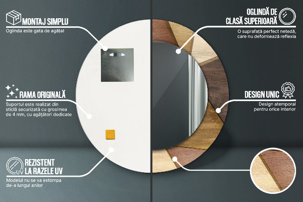 Round decorative mirror Geometric 3d wood